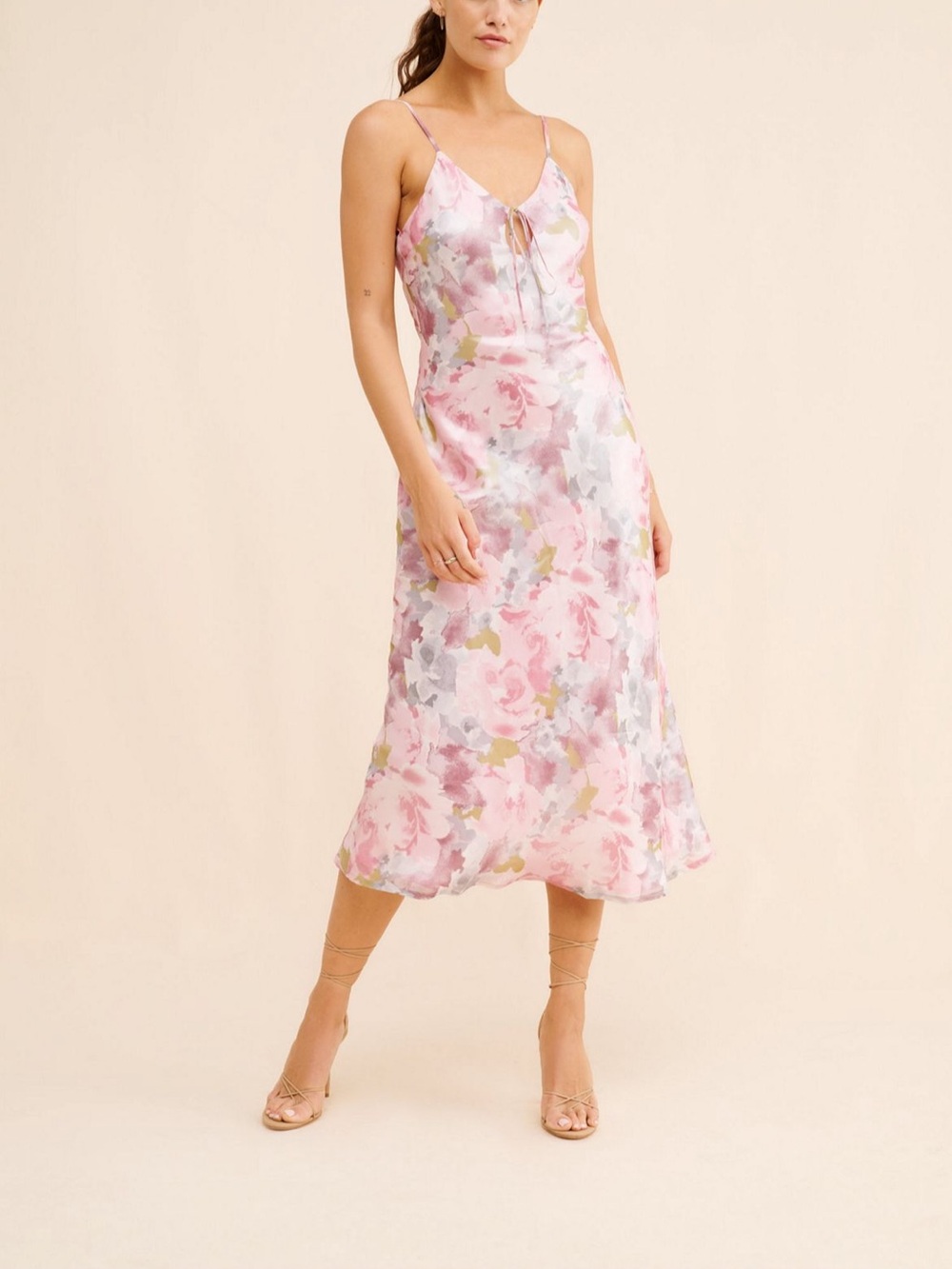Anthropologie Midi Pink Floral Dress